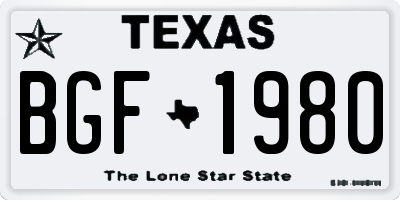 TX license plate BGF1980