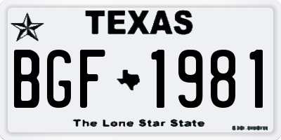 TX license plate BGF1981