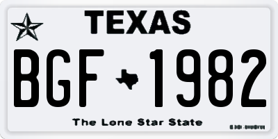 TX license plate BGF1982