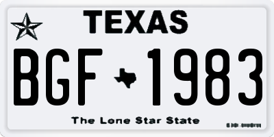 TX license plate BGF1983