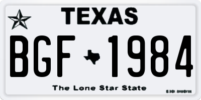 TX license plate BGF1984