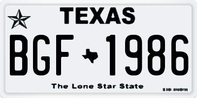 TX license plate BGF1986