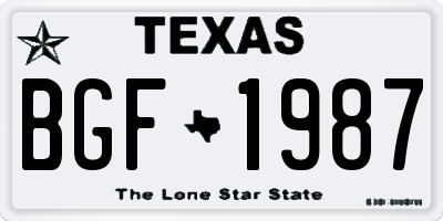 TX license plate BGF1987