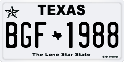TX license plate BGF1988