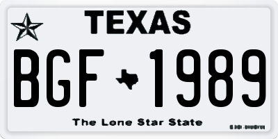 TX license plate BGF1989