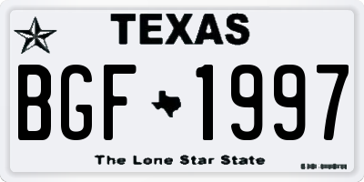 TX license plate BGF1997