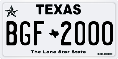 TX license plate BGF2000
