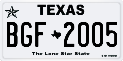 TX license plate BGF2005