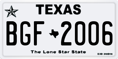 TX license plate BGF2006
