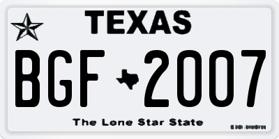 TX license plate BGF2007