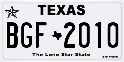 TX license plate BGF2010