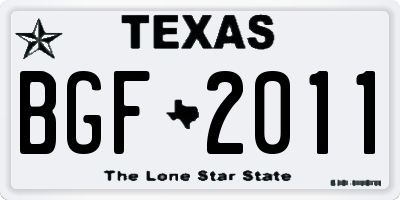 TX license plate BGF2011