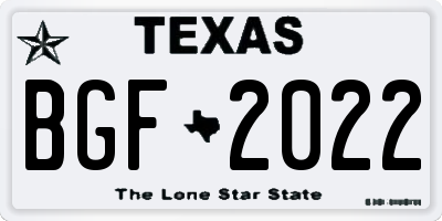 TX license plate BGF2022