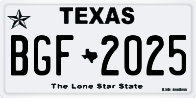TX license plate BGF2025