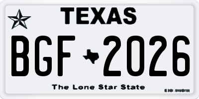 TX license plate BGF2026