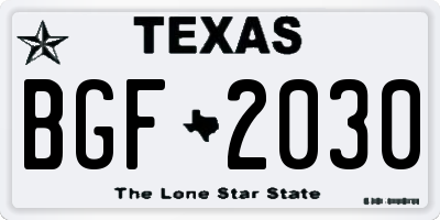 TX license plate BGF2030