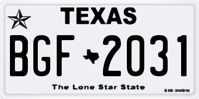 TX license plate BGF2031
