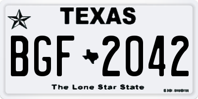 TX license plate BGF2042
