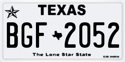 TX license plate BGF2052