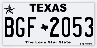 TX license plate BGF2053