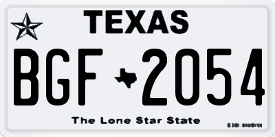 TX license plate BGF2054