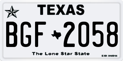 TX license plate BGF2058