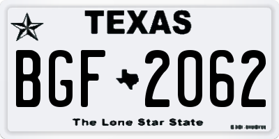 TX license plate BGF2062