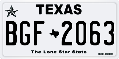 TX license plate BGF2063
