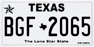 TX license plate BGF2065