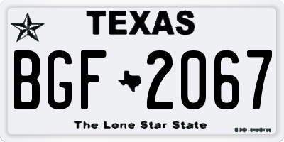 TX license plate BGF2067