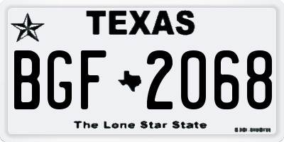TX license plate BGF2068
