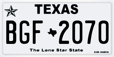 TX license plate BGF2070