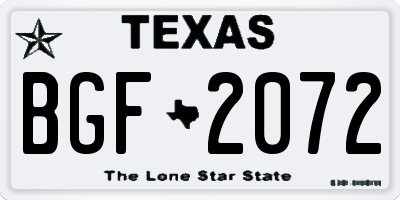 TX license plate BGF2072