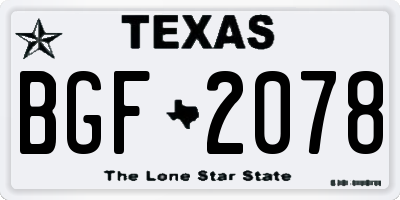 TX license plate BGF2078