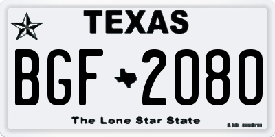 TX license plate BGF2080