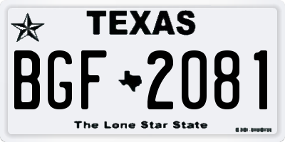 TX license plate BGF2081