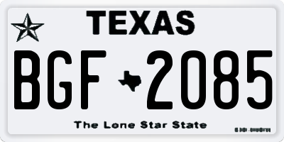 TX license plate BGF2085