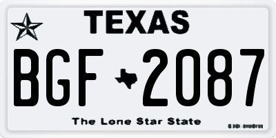TX license plate BGF2087