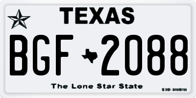 TX license plate BGF2088