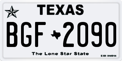 TX license plate BGF2090