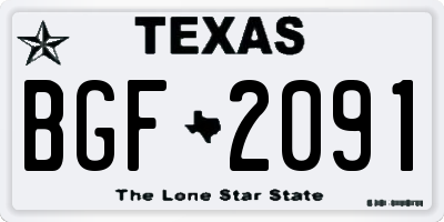 TX license plate BGF2091