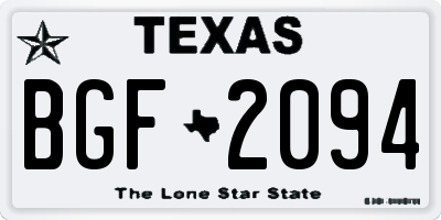 TX license plate BGF2094