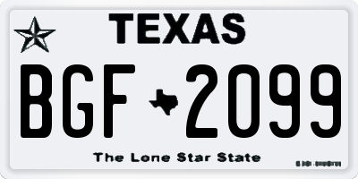 TX license plate BGF2099