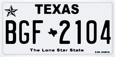 TX license plate BGF2104