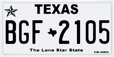 TX license plate BGF2105