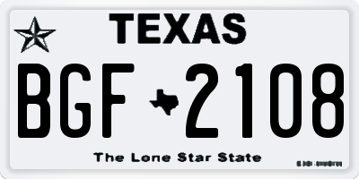 TX license plate BGF2108