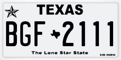 TX license plate BGF2111