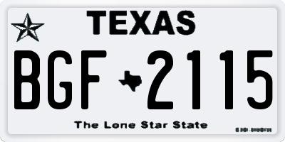 TX license plate BGF2115