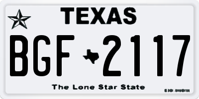 TX license plate BGF2117