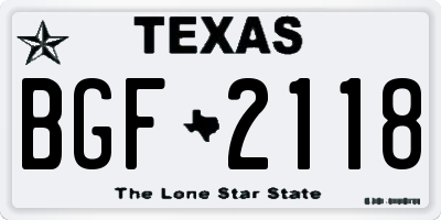 TX license plate BGF2118